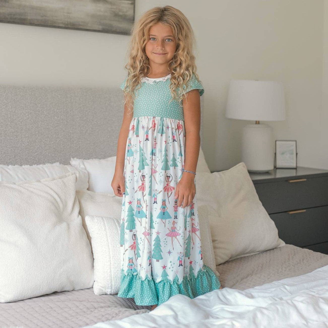 Kids Christmas Holiday Nutcracker Ruffle Lounge Play Gown