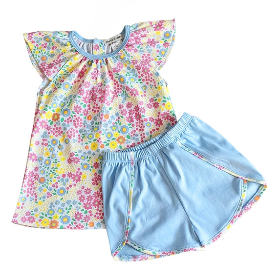 Girls Alisson Shirt & Short Set Pima Cotton- Marco & Lizzy Brand