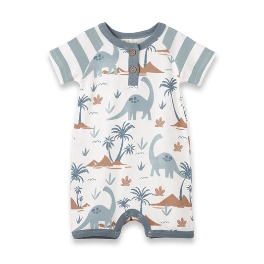 Boy's Dino Isle Bamboo Shortie Romper