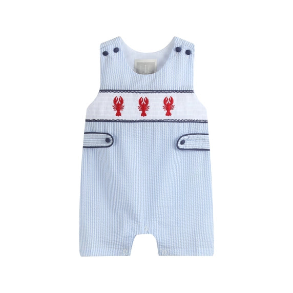 Boys Blue Stripe Crawfish Smocked Shortalls