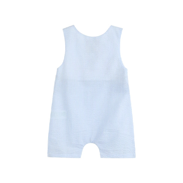 Boys Blue Stripe Crawfish Smocked Shortalls