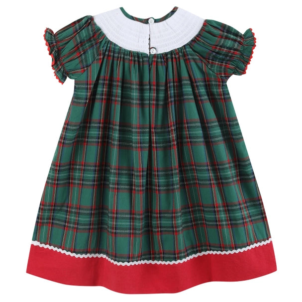 Christmas Green Plaid Santa Bishop Dress