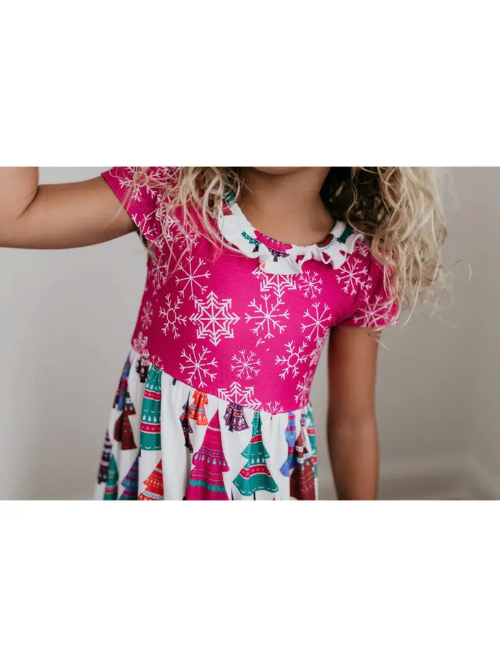 Christmas Kids Fuchsia Tree Lounge Gown