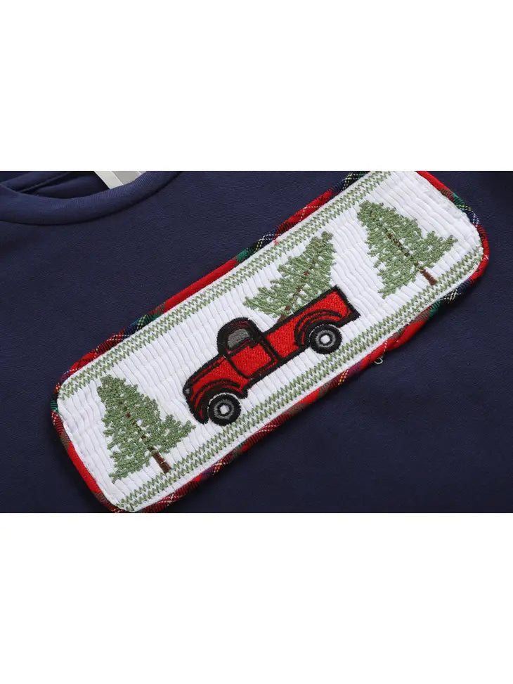 Christmas Red Truck and Tree and Plaid Pants