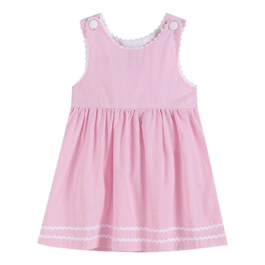 Girls Classic Pink Seersucker A-Line Dress