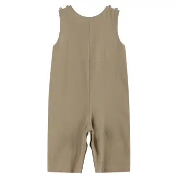 Boys Brown Construction Smocked Overalls