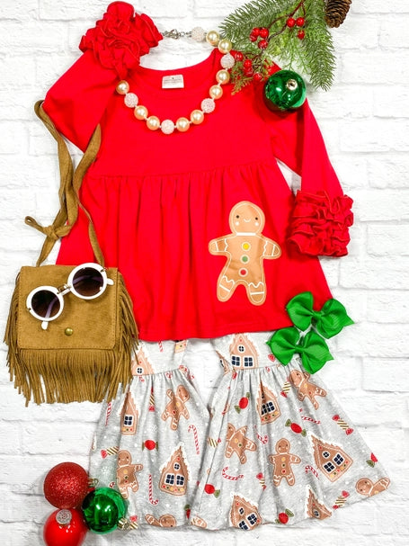 Christmas Gingerbread Delight Red Bell Bottom Set