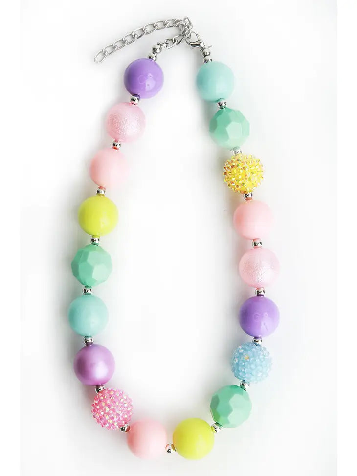 Necklace Pastel Chunky Bead Necklace and Bracelet Set