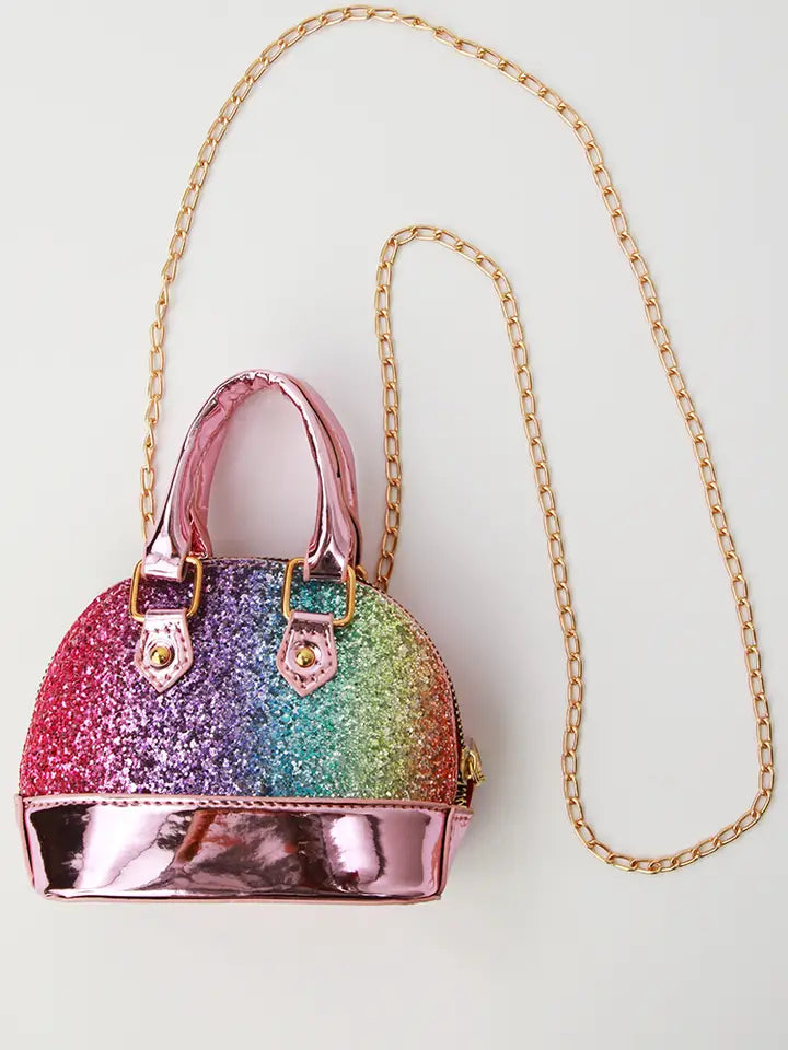 Girls Rainbow Glitter Mini Bag