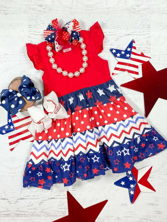 Last One: Girls Red White & Blue Dress