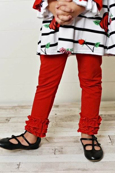 Pants Set Red & Black Stripe Ruffle Tunic