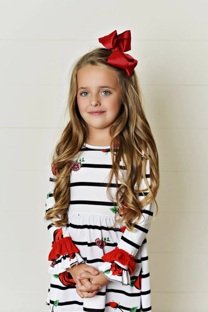 Pants Set Red & Black Stripe Ruffle Tunic