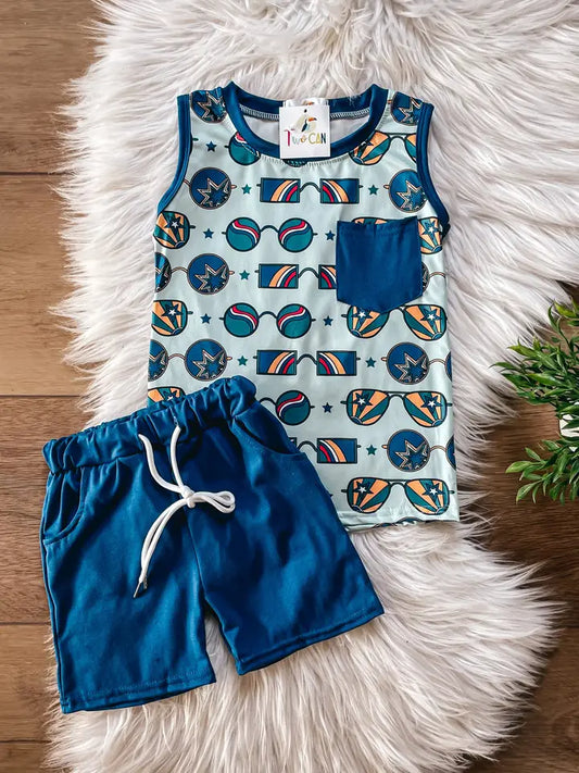 Boys Sunglass Shorts Set