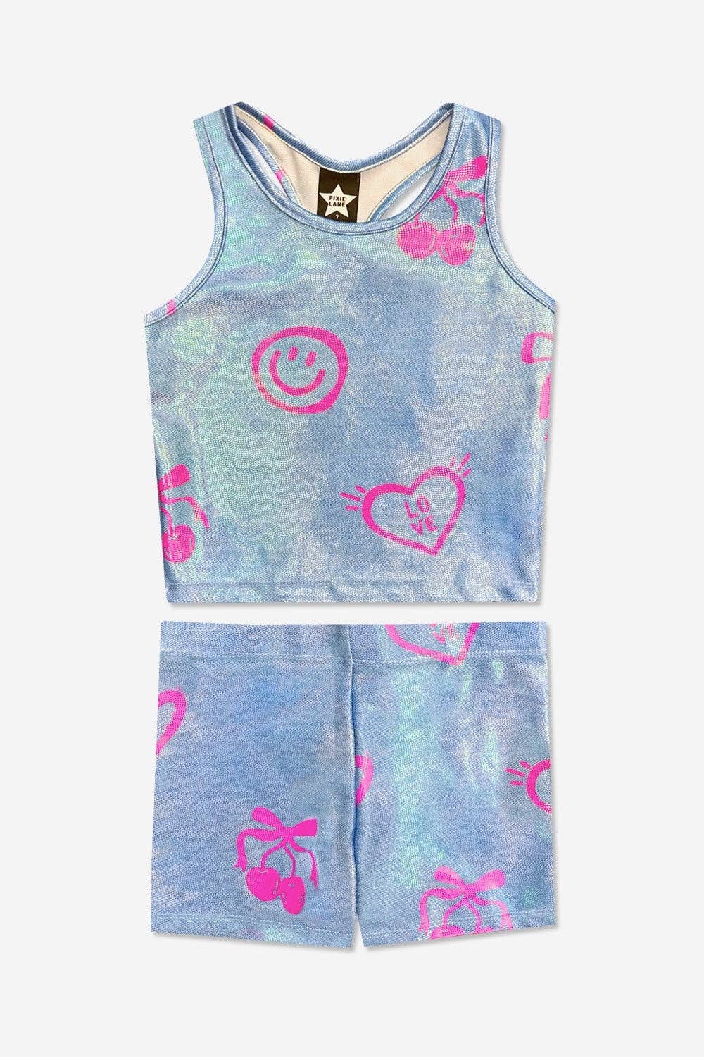 High Shine Cropped Racerback Tank & Tumble Short