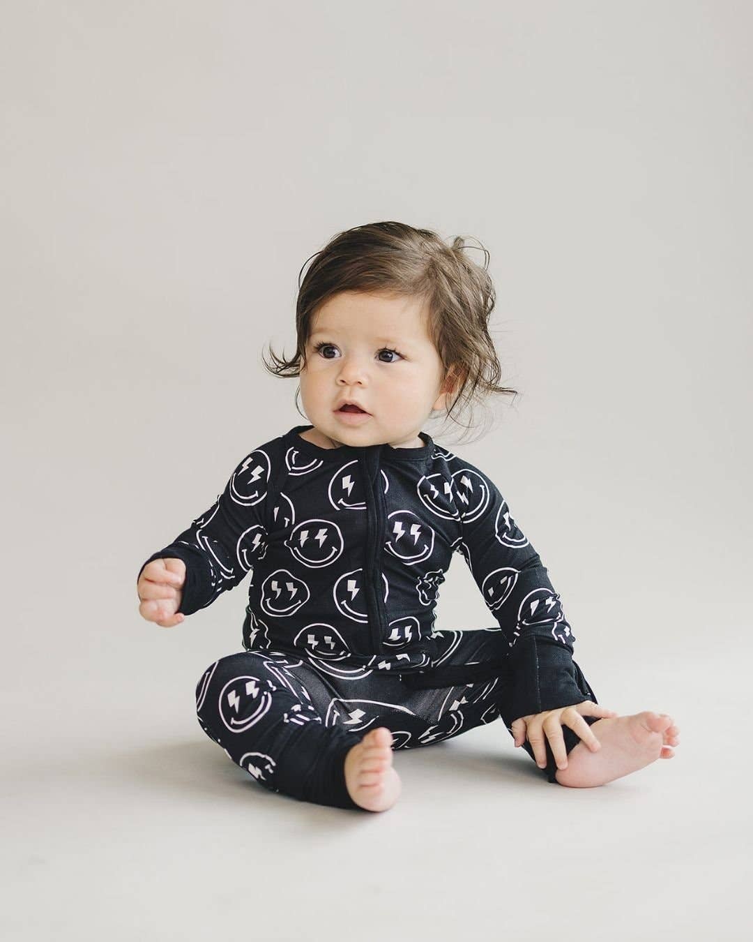 Bamboo Baby Clothing Zip Romper | Electric Smiley