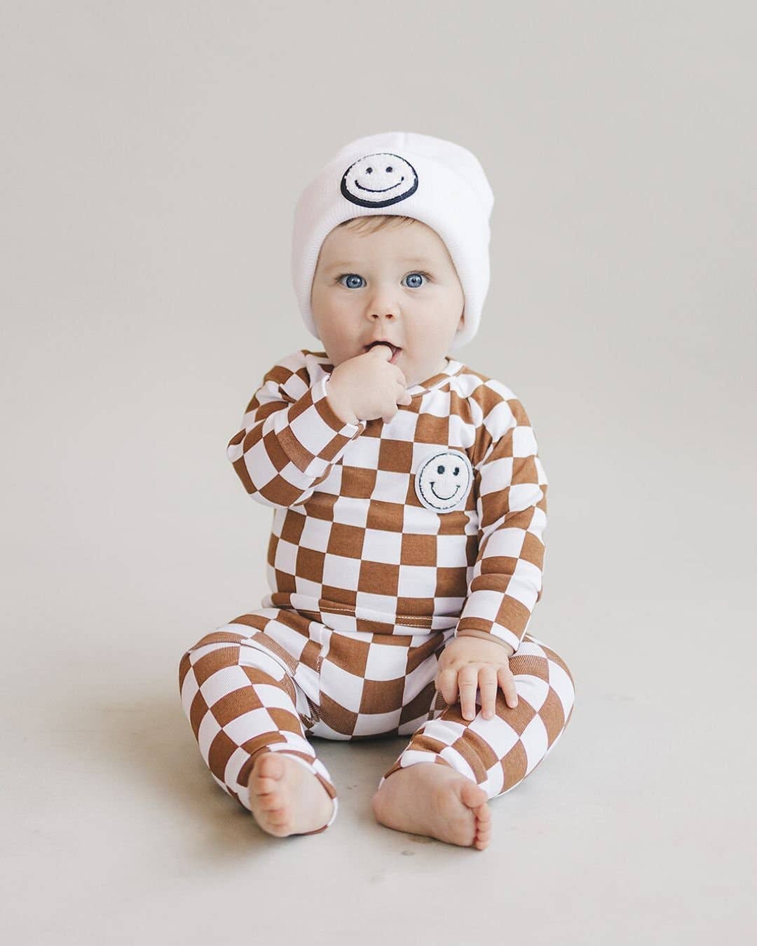 Smiley Baby Kids Beanie | White