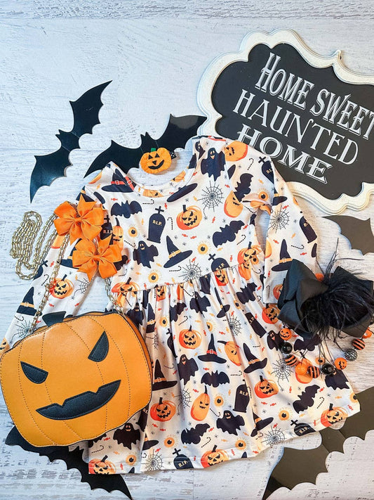 Black & Orange Halloween Horrors Twirl Dress