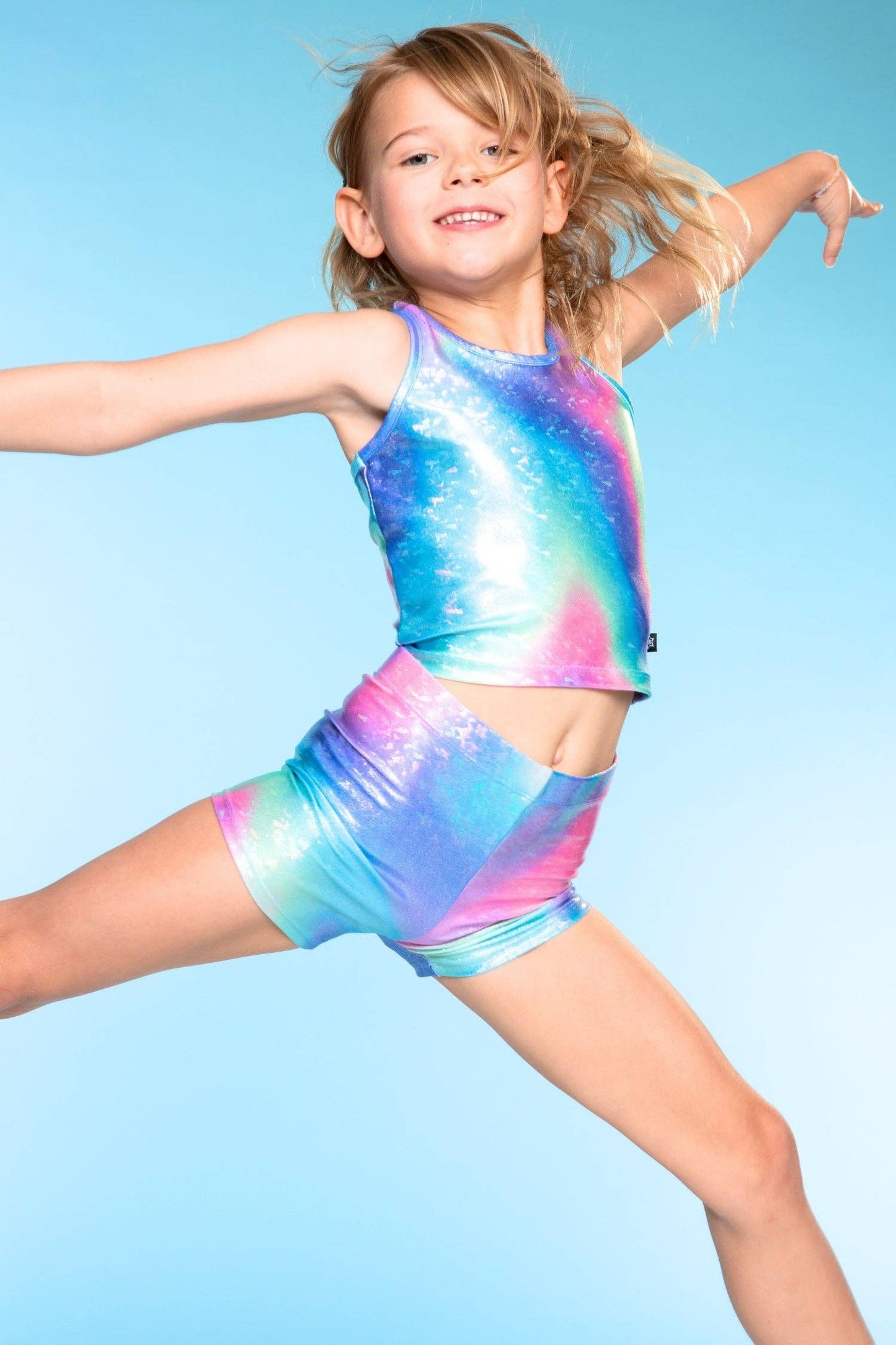 High Shine Cropped Racerback Tank & Tumble Short