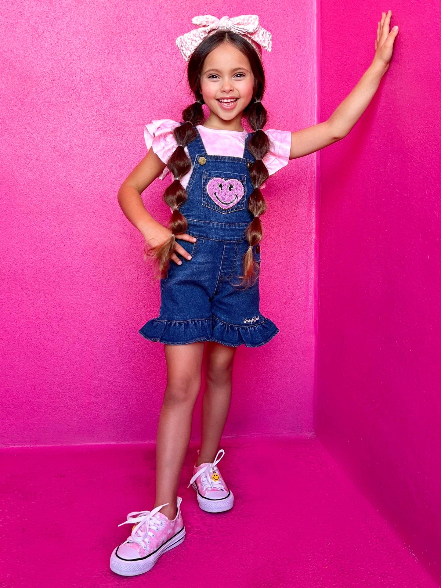 SmileyWorld® x Mia Belle Girls Joyful Journeys Overall Short Set