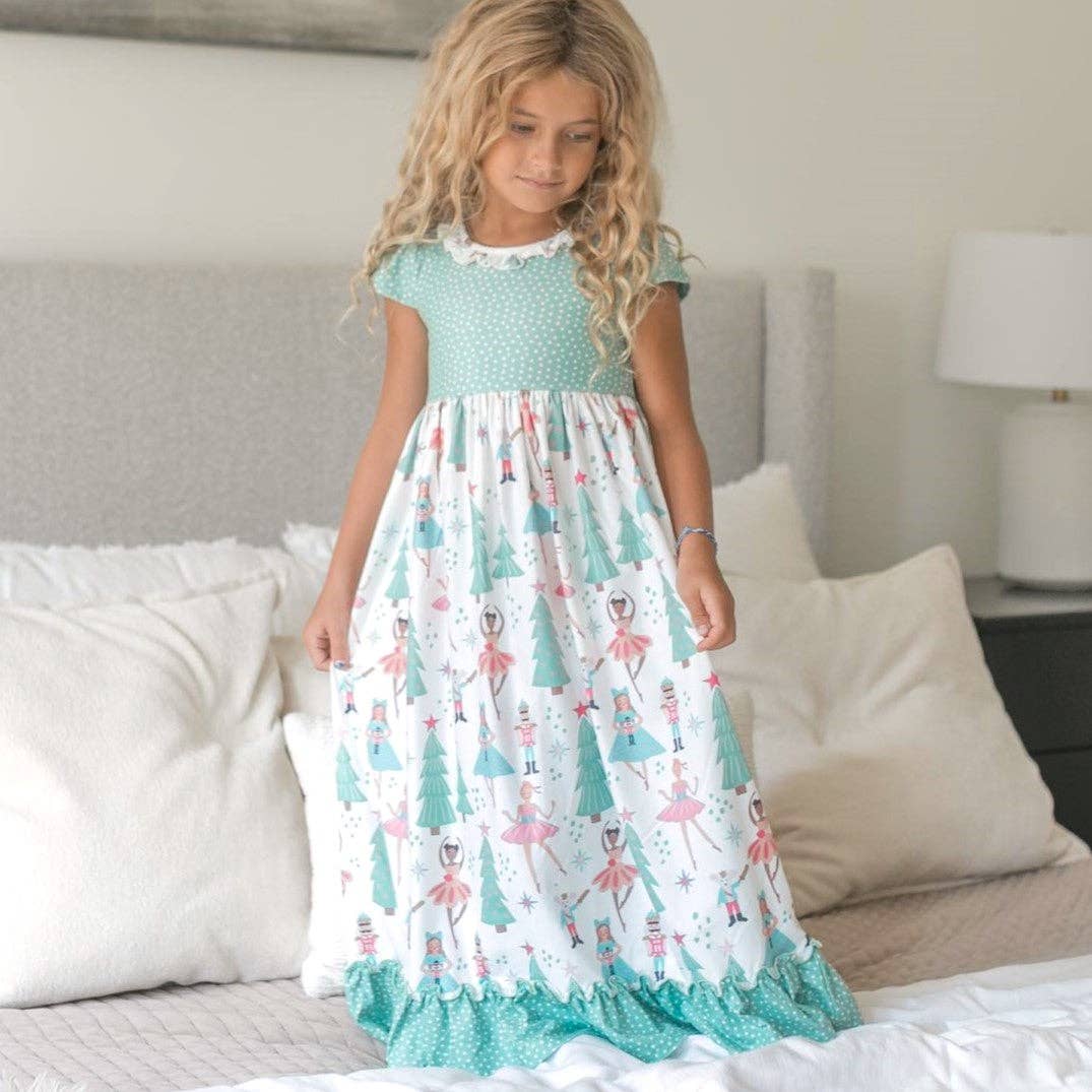 Kids Christmas Holiday Nutcracker Ruffle Lounge Play Gown