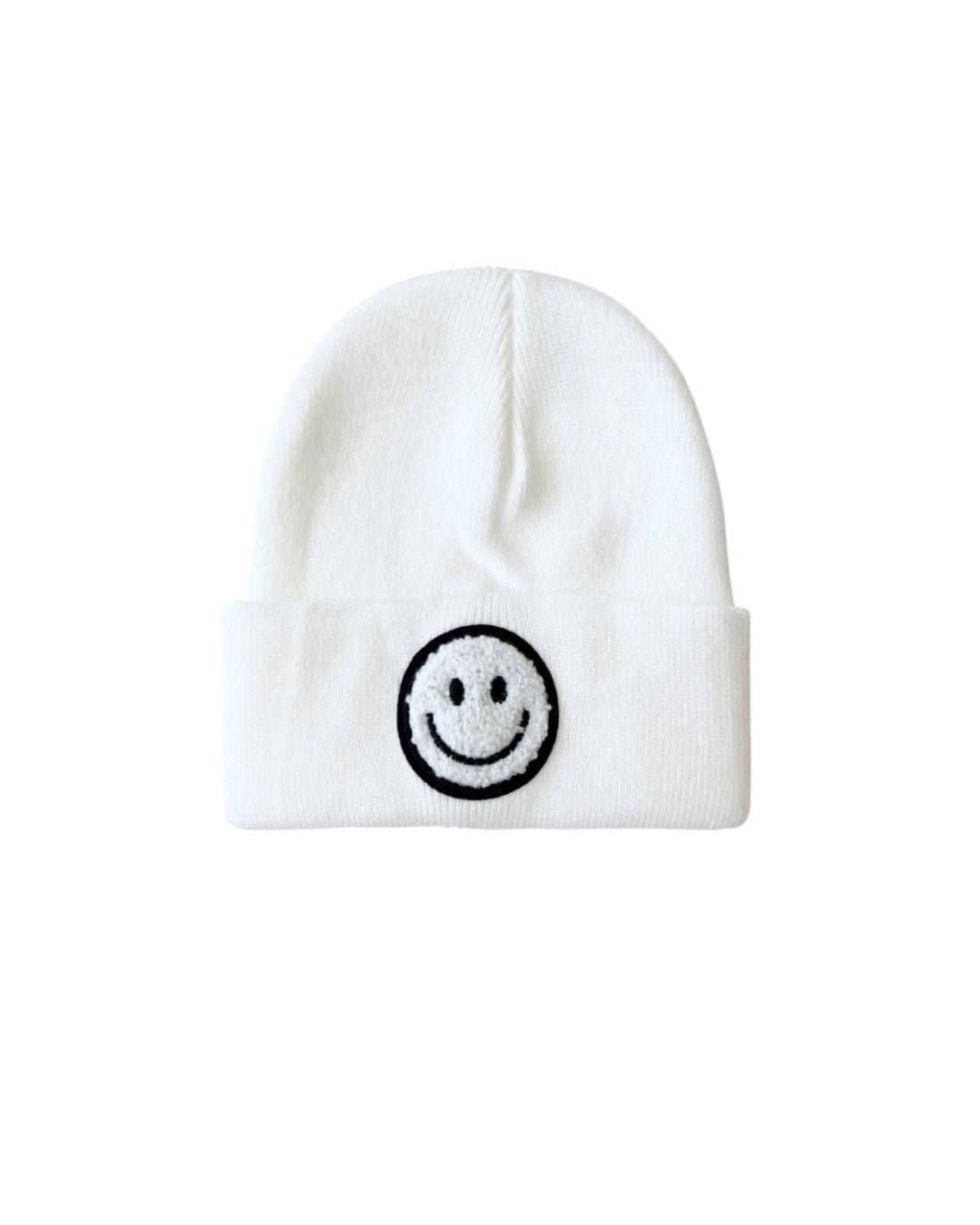 Smiley Baby Kids Beanie | White