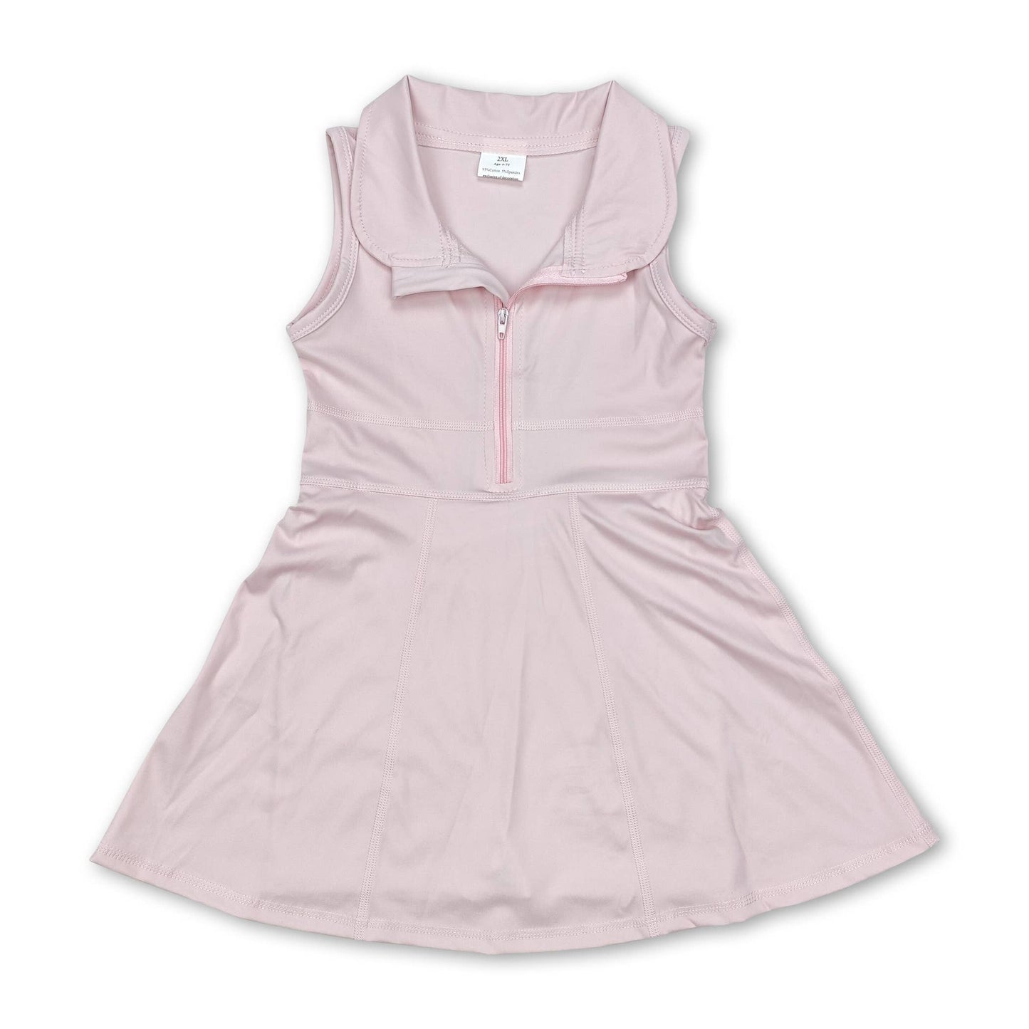 Hot pink sleeveless zipper athletic dress with shorts