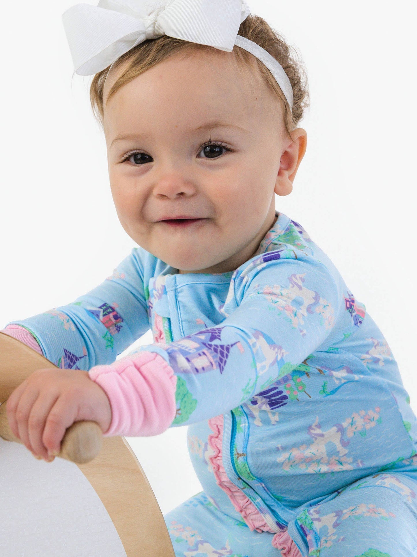 SoftSnooze™ Baby Girls Bamboo Viscose Once Upon a Castle Convertible Ruffle One Piece Footie Pajama