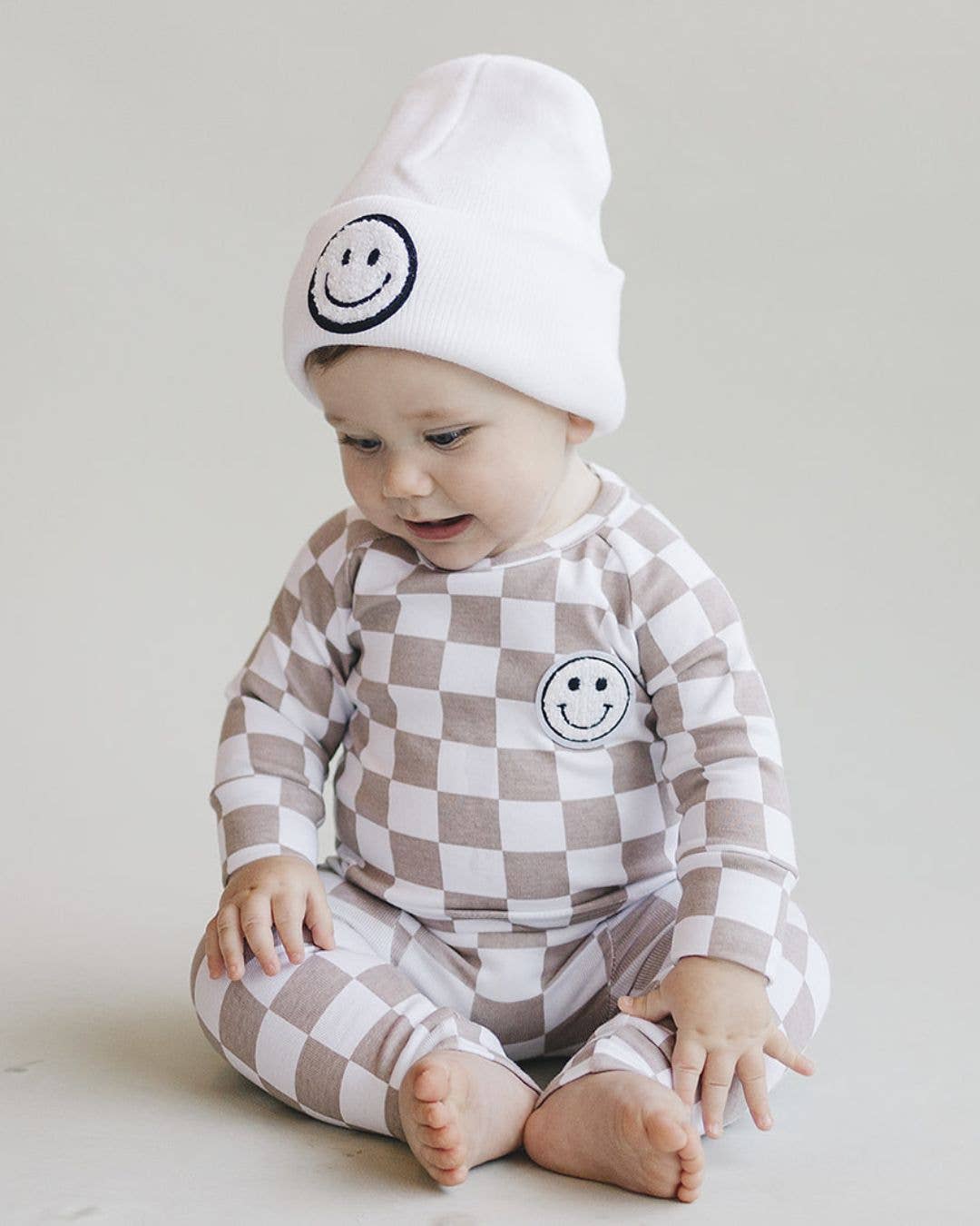 Smiley Baby Kids Beanie | White