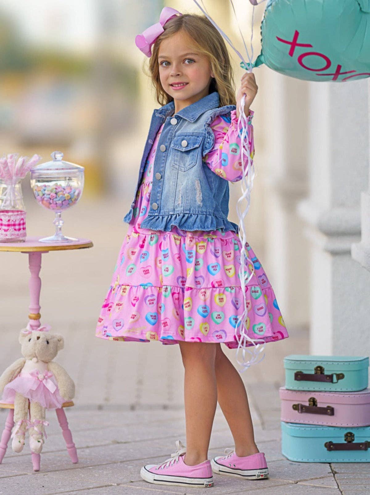 Sweethearts x Mia Belle Girls Darling Valentine Vest And Dress